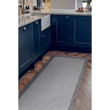 Halı Sepeti Decoser Hasır 8063 Gri Antrasit Halı Kilim Kaymaz Taban Salon Mutfak Kesme Yolluk