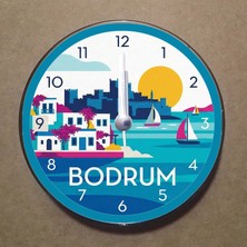 Bsb Bodrum Temalı Magnet Saat Buzdolabı Süsü Duvar Saati 10,5cm MS2014
