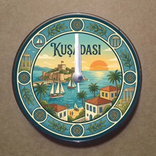 Bsb Kuşadası Temalı Magnet Saat Buzdolabı Süsü Duvar Saati 10,5cm MS2030