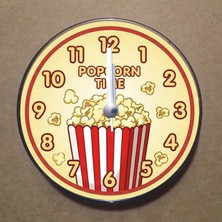 Bsb Popcorn Temalı Magnet Saat Buzdolabı Süsü Duvar Saati 10,5cm MS9011
