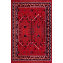 Halı Sepeti Woolhome Miras 1001 Bordo Etnik Desenli Hav Toz Vermeyen Robot Süpürgeye Uygun Salon Halısı