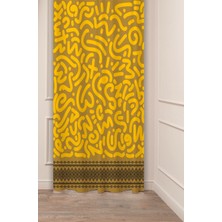 Greendecor Geometrik Çizgi Şekiller Özel Tasarım Desenli Dijital Baskılı (Tek Kanat) Modern Şık Fon Perde