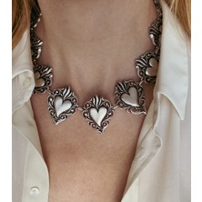 CAPO By Aytaç Yamaç Kalpli Vintage Tasarım Kolye Eskitme Gümüş Kaplama