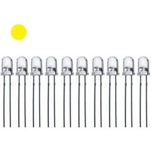 Voltaj 5mm Şeffaf Sarı LED Paketi - 10 Adet