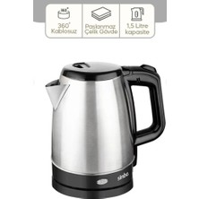 Go İthalat Çelik Kettle 1.7lt Gizli Rezistans - Kablosuz SK-8015 (5468)
