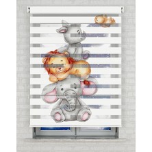 BRIGHTCOVER Sevimli Hayvanlar Baskılı Zebra Perde - Gece Gündüz - Bebek Odası Perdesi | Kokusuz Mürekkeple Basılmış  Zebra Perdeler ile Sende Tarzını Yansıt! | 1 Dakikada Pratik Montaj