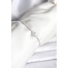 Inure Jewelry Anka Kuşu Model Zirkon Taşlı Gümüş Renk Pirinç Su Yolu Kadın Bileklik