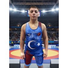 Wx Bulutlu Güreş Mayosu (Mavi)