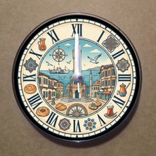 Bsb Izmir Temalı Magnet Saat Buzdolabı Süsü Duvar Saati 10,5cm MS1038