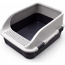 Açık Kedi Tuvaleti Yüksek Kenarlıklı Kum Sıçratmaz (38X52X25 Cm)