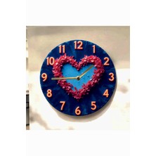 AA Shop Kalp Sevgili Renkli Baskı Desenli Sayılı Hediyelik Ahşap Sessiz Tablo Duvar Saati 634