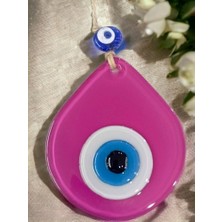 Homevia Orta Boy Pembe Damla Desen Nazar Boncuklu Duvar Dekoru Cam Duvar Süsü