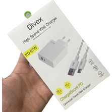 Divex 67W Type-C ( Usb-C ) + USB Yüksek Hızlı Şarj Aleti DS-306