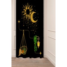 Greendecor Bohem Ay Güneş Yıldız Nur Yaprak Salıncak Lambo Dijital Baskılı Özel Tasarım (Tek Kanat) Fon Perde