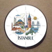 Bsb Istanbul Temalı Magnet Saat Buzdolabı Süsü Duvar Saati 10,5cm MS1035