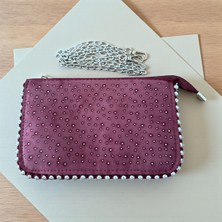 Gözde Mağazacılık Zincir Askılı Taş Detaylı Siyah Bölmeli Kadın El Omuz Çantası