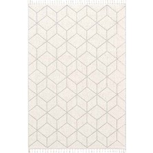 Halı Sepeti Enti Bukle 1407 Beyaz Enti Bukle Hav Toz Vermez Hasır Dokulu Etnik Halı