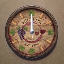 Bsb Şarap Temalı Magnet Saat Buzdolabı Süsü Duvar Saati 10,5cm MS9003