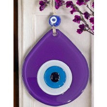 Homevia Orta Boy Mor Damla Desen Nazar Boncuklu Duvar Dekoru Cam Duvar Süsü