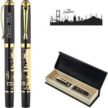 Bk Gift Kişiye Özel Premium Istanbul Kabartmalı Baskılı Roller Kalem – Lazer Kazımalı Isim Yazılı, Mavi Mürekkepli