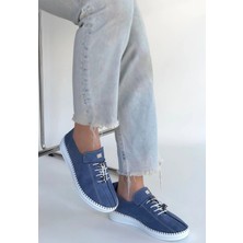 Kazax Warte Mavi Süet Bağcıklı Spor Ayakkabı