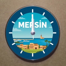 Bsb Mersin Temalı Magnet Saat Buzdolabı Süsü Duvar Saati 10,5cm MS1055
