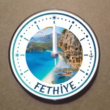 Bsb Fethiye Temalı Magnet Saat Buzdolabı Süsü Duvar Saati 10,5cm MS2021