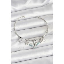 Inure Jewelry Anka Kuşu Charmlı Gümüş Renk Pirinç Kadın Bileklik