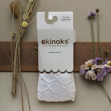 Ekinoks Kalp Desenli Dikişsiz Koton Kız Çocuk Külotlu Çorap - RYZEÇ006 - Beyaz - 3 - 4 Yaş Beyaz
