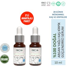 INCIA %100 Doğal Kaş Ve Kirpik Güçlendirici Serum Bitkisel Yoğunlaştırıcı Yoğun Bakım Yağı Vegan 10 ml X2 Adet