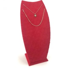 Megass Dekor Dubai Model Süet Kumaş Kırmızı Renk 25/12 cm Kolye - Zincir Ayaklı Stand