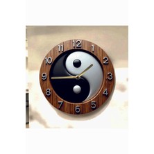 AA Shop Ying Yang Renkli Baskı Desenli Sayılı Hediyelik Ahşap Sessiz Tablo Duvar Saati 706