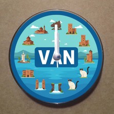 Bsb Van Temalı Magnet Saat Buzdolabı Süsü Duvar Saati 10,5cm MS1078