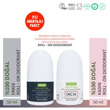 INCIA %100 Doğal Roll-on Kadın & Erkek Deodorant Lekesiz 50 ml 2'li Set