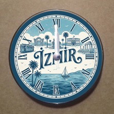 Bsb Izmir Temalı Magnet Saat Buzdolabı Süsü Duvar Saati 10,5cm MS1040