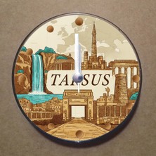 Bsb Tarsus Temalı Magnet Saat Buzdolabı Süsü Duvar Saati 10,5cm MS1066