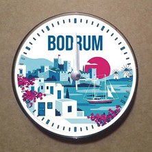 Bsb Bodrum Temalı Magnet Saat Buzdolabı Süsü Duvar Saati 10,5cm MS2017