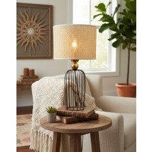 Decodelight Siyah Yüksek Silindir Tel Ayaklı Gold Toplu Silindir Hazeran Şapkalı Abajur Masa Lambası