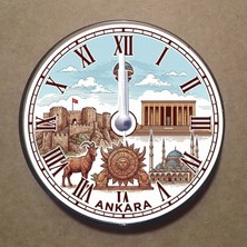 Bsb Ankara Temalı Magnet Saat Buzdolabı Süsü Duvar Saati 10,5cm MS1008