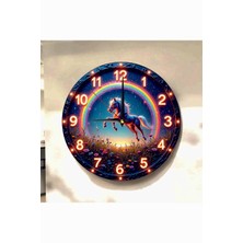 AA Shop At Renkli Baskı Desenli Sayılı Hediyelik Ahşap Sessiz Tablo Duvar Saati 742