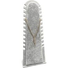 Megass Dekor Riyad Model Süet Kumaş Gri Renk 31/11 cm Ayaklı Kolye-Halhal Sergileme Standı