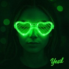 Zero Land Storozal Yeşil LED Işıklı Kalp Gözlük – 3 Modlu Parti &amp; Glow Gözlüğü
