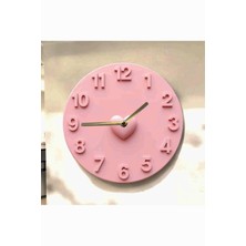 AA Shop Kalp Sevgili Renkli Baskı Desenli Sayılı Hediyelik Ahşap Sessiz Tablo Duvar Saati 654