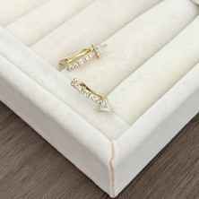 Atelier Gizem Xuping Kararmaz 14K Gold Minimal Çelik Halka Küpe