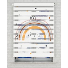 BRIGHTCOVER Kahverengi Gökkuşağı Baskılı Zebra Perde - Gece Gündüz - Bebek Odası Perdesi, Kız Çocuk Odası Perde | Kokusuz Mürekkeple Basılmış  Zebra Perdeler ile Sende Tarzını Yansıt! | 1 Dakikada Pratik Montaj