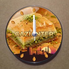 Bsb Gaziantep Temalı Magnet Saat Buzdolabı Süsü Duvar Saati 10,5cm MS1016
