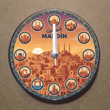 Bsb Mardin Temalı Magnet Saat Buzdolabı Süsü Duvar Saati 10,5cm MS1050