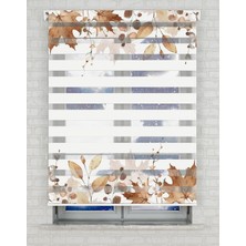 BRIGHTCOVER Kahverengi Yapraklar Baskılı Zebra Perde - Gece Gündüz - Salon Perdesi, Mutfak Perdesi | Kokusuz Mürekkeple Basılmış  Zebra Perdeler ile Sende Tarzını Yansıt! | 1 Dakikada Pratik Montaj
