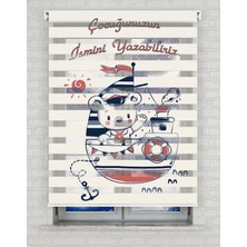 BRIGHTCOVER Denizci Çocuk Isimli Baskılı Zebra Perde - Gece Gündüz - Bebek Odası Perdesi | Kokusuz Mürekkeple Basılmış  Zebra Perdeler ile Sende Tarzını Yansıt! | 1 Dakikada Pratik Montaj