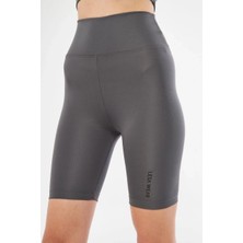 Alfanora Yüksek Bel Biker Sporcu Şort - Füme